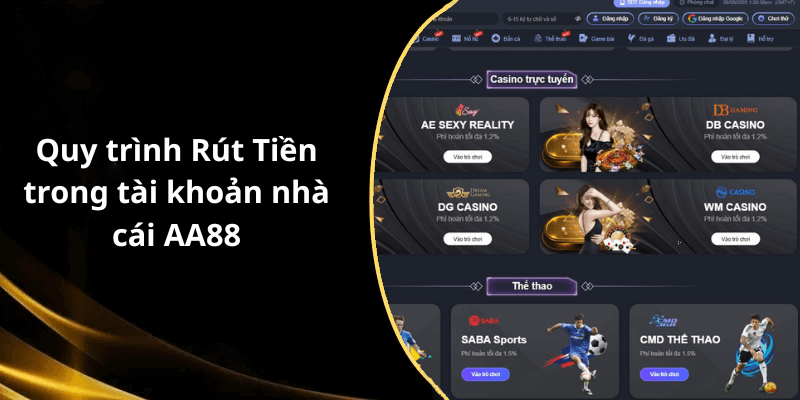 Quy trình Rút Tiền trong tài khoản nhà cái AA88
